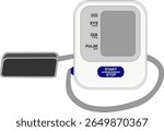 Vector Illustration of Digital Blood Pressure Monitor with Arm Cuff – Blank Screen Off Mode
