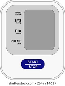 Vektorgrafik des digitalen Blutdruckmonitors im Aus-Zustand, Start-Stopp-Taste