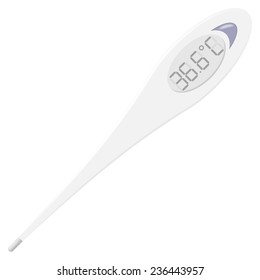 vector illustration of digital body thermometer, with big display
