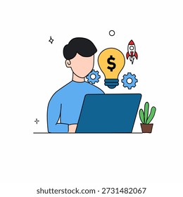 Vector illustration of digital business concept and ideas of making money online.