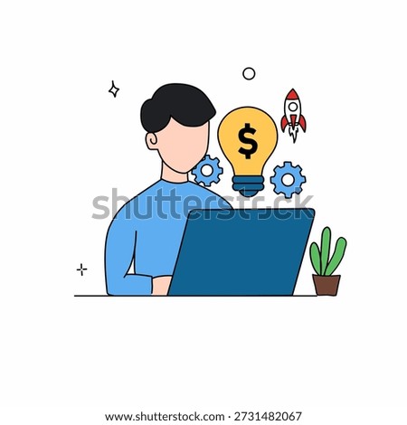 Vector illustration of digital business concept and ideas of making money online.