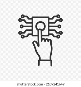 Vector illustration of digital button icon in dark color and transparent background(png).