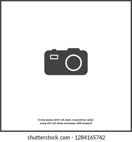Vector illustration of a digital camera. Retro camera icon on white isolated background.  Layers grouped for easy editing illustration. For your design.