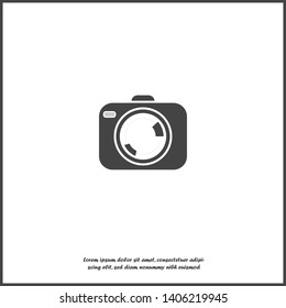 Vector illustration of a digital camera. Retro camera icon on white isolated background.  Layers grouped for easy editing illustration. For your design.