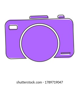  Vector illustration of a digital camera. Retro camera icon cartoon style on white isolated background.