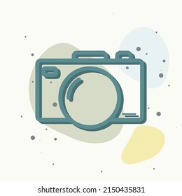 Vector illustration of a digital camera. Retro camera on multicolored background. Layers grouped for easy editing illustration. For your design.