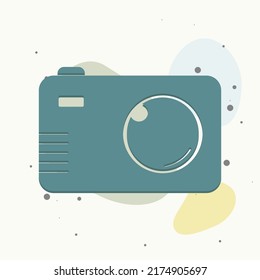Vector illustration of a digital camera. Retro camera icon on multicolored background. Layers grouped for easy editing illustration. For your design.
