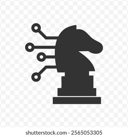 Vector illustration of digital chess strategy icon in dark color and transparent background(PNG).