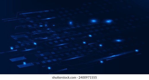 vector illustration of digital circuit network technology perspective background.Design for game graphic and advertising artwork.
