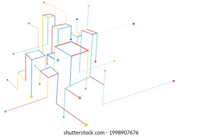 Vector illustration of digital city tech elements. Abstract vector background