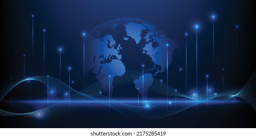 Ilustración vectorial de la innovación de la información de comunicación digital y la tecnología abstracta de arte azul de alta tecnología.Conceptos de tecnología futura.