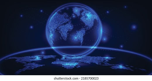 Vector illustration of digital communication innovation and technology.Futuristic digital technology artwork for advertising and game production.