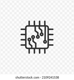 Ilustración vectorial del icono de CPU digital en color oscuro y fondo transparente (png).