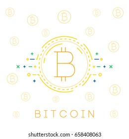Vector illustration. Digital Cryptocurrency Bitcoin