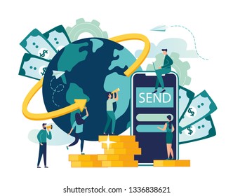 Vector illustration, digital currency exchange, finance, digital money market, cryptocoin wallet, stock exchange, online money transfer