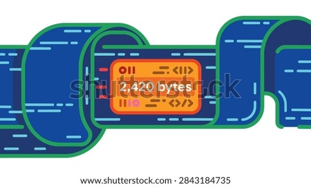 Vector Illustration of Digital Data Flow and Byte Storage Capacity