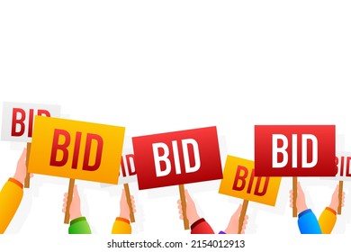 Vector illustration digital design with bid placard. Vector isolated illustration.