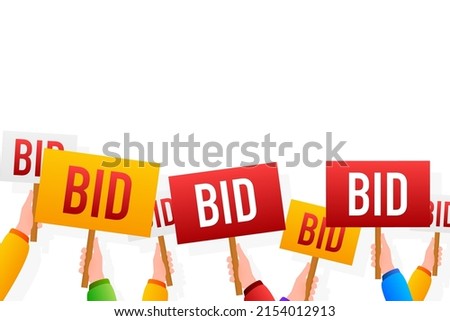 Vector illustration digital design with bid placard. Vector isolated illustration.