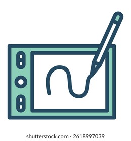 Vector illustration of a digital drawing tablet and stylus, perfect for graphic design, illustration, and creative projects