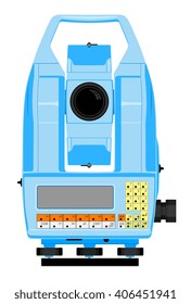 Vector illustration of digital geodetic instrument for precise angles and distance measurement