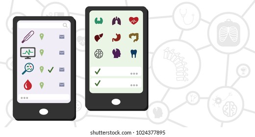 vector illustration of digital health application for integrated mobile medical technologies concepts