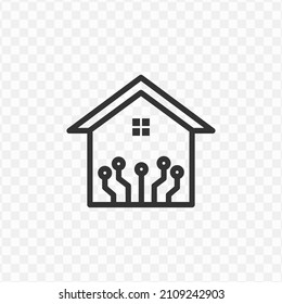 Vector Illustration Of Digital House Icon In Dark Color And Transparent Background(png).