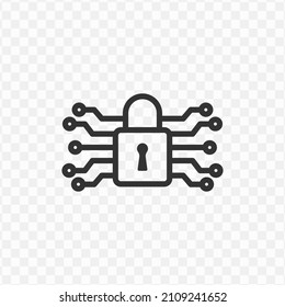 Vector illustration of digital lock icon in dark color and transparent background(png).