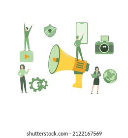 Vector illustration digital marketing. Concept Outbound marketing for web page, banner, presentation, social media, documents, cards, posters. Vector illustration online branding.