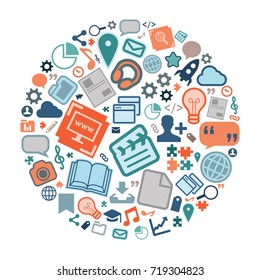 vector illustration for digital media in circle shape design for online business or internet options emblem
