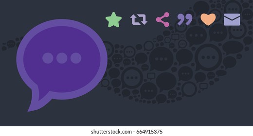vector illustration for digital media comment and options to like or share it