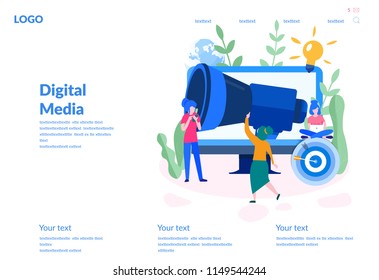 Vector illustration Digital media Concept for web page, banner, presentation, social media, documents, cards, posters. Vector illustration, digital marketing 