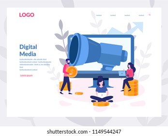 Vector illustration Digital media Concept for web page, banner, presentation, social media, documents, cards, posters. Vector illustration, digital marketing 