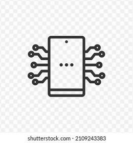 Vector illustration of digital phone icon in dark color and transparent background(png).