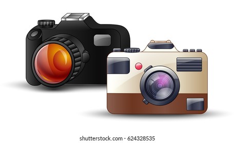 Vector illustration of Digital photo camera on white background