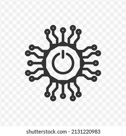 Vector illustration of digital power off icon in dark color and transparent background(png).
