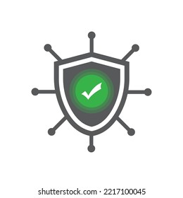 Ilustración vectorial de símbolo y signo de icono aprobados para la protección digital. iconos coloreados para el diseño de sitios web .Diseño simple sobre fondo blanco.