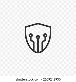 Vector illustration of digital protector icon in dark color and transparent background(png).