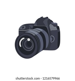 Vector illustration of digital SLR Camera System with lens 