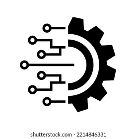 vector illustration of digital technology gear icon on white background