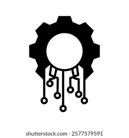 vector illustration of digital technology gear icon . vector illustration, pictogram isolated on white background. color editable