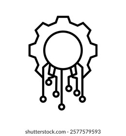 vector illustration of digital technology gear icon . vector illustration, pictogram isolated on white background. color editable