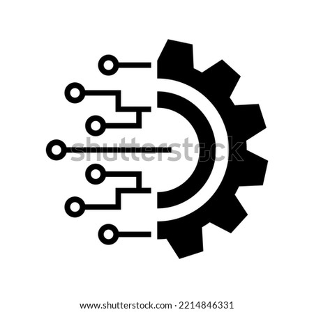 vector illustration of digital technology gear icon on white background