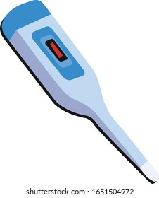 Vector Illustration of a Digital Thermometer Device, Hospital, Measuring