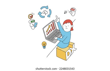 Vector illustration of digital transformation concept. After DX.