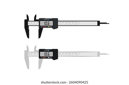 Vector illustration Digital Vernier Calipers isolated on a white background, measuring tool, equipment