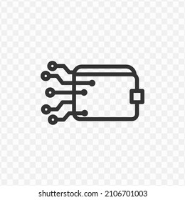 Vector illustration of digital wallet icon in dark color and transparent background(png).