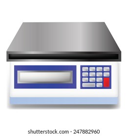 Vector Illustration  with Digital Weighing Scale Isolated on White  Background