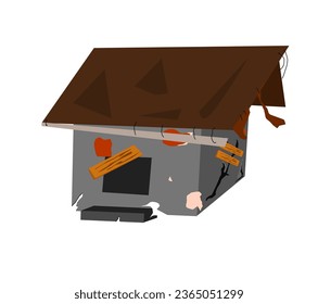 vector illustration of a dilapidated empty house