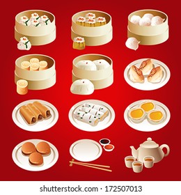 A vector illustration of dim sum icon sets