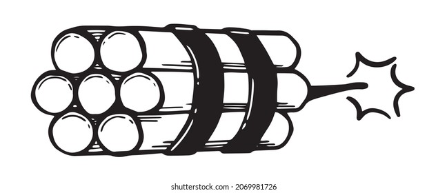 Vector illustration of dinmait tnt. Scribble. Hand drawing. bomb